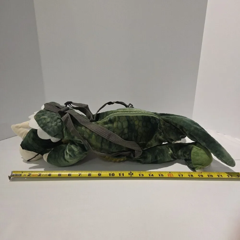 Triceratops Green Stuffed Animal Plush Dino Purse Bag Two Straps